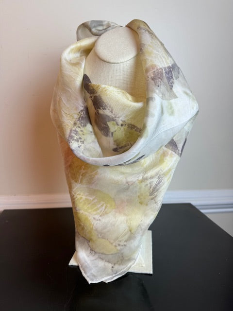 Eco-printed Silk Habotai Scarf outlet